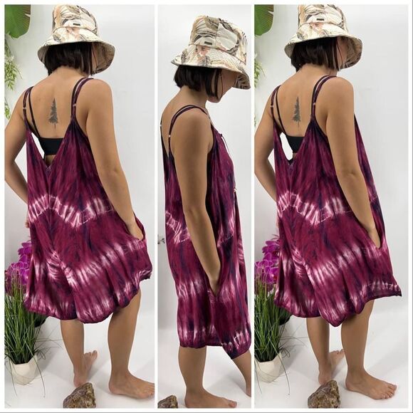 Kau wela Summer Mini Romper Beach Boho Romper Gypsy Overall Wide Leg White - Picture 13 of 14